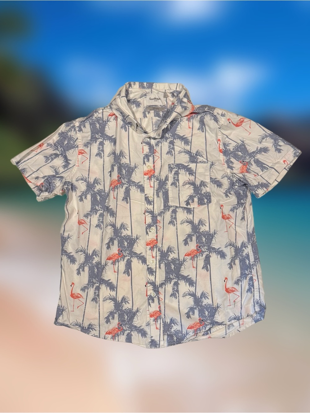 Goodfellow & Co Men’s Size Large Slim Fit Tropical Floral Button-Up Shirt